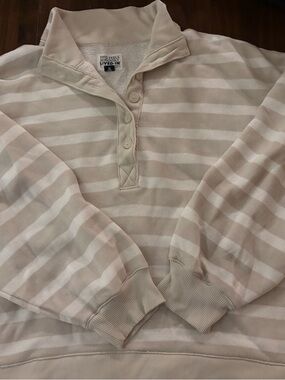 American Eagle Outfitters Cream & Light  Striped Pullover